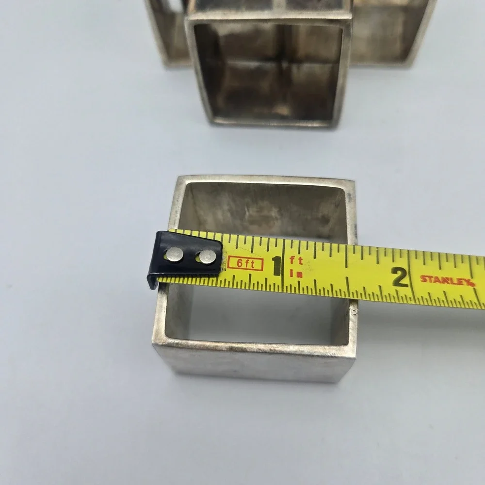 Pottery Barn Silverplate Square Napkin Rings Set of 8 Modernist Contemporary